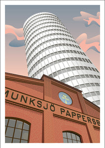 Kopia av Kort. Jönköping. Munksjötornet och Munksjö pappersbruk